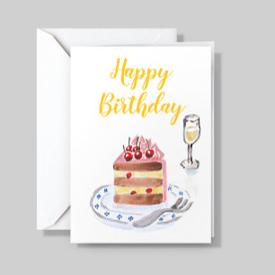 Corporate Logo Chocolate Cherry Cake Birthday Card