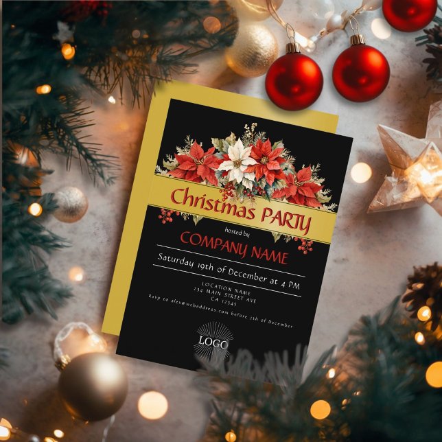 Corporate logo Christmas Party Golden Invitation (Corporate logo Christmas Party Golden Invitation)