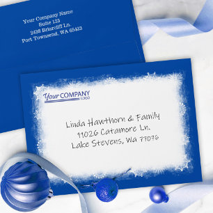 Corporate Logo Festive Blue Pre-addressed Envelope