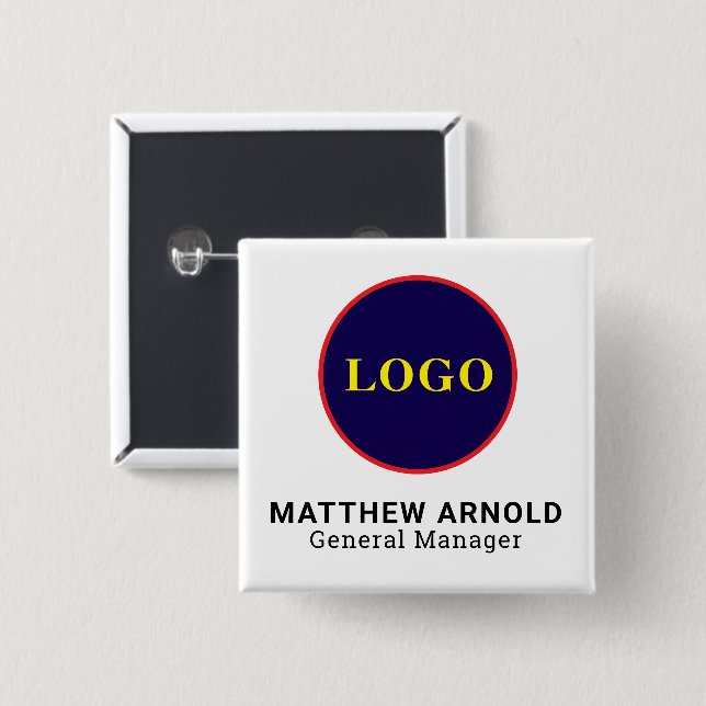 Corporate Logo Name Badge Button – Customizable (Front & Back)