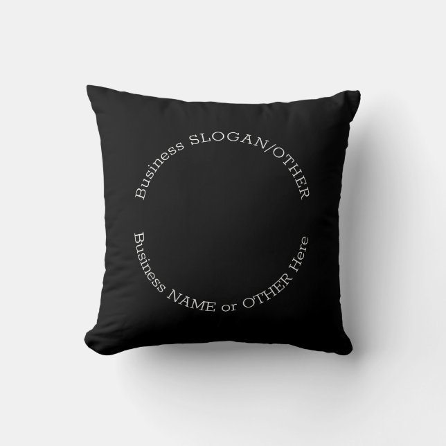 Corporate Logo Name Slogan Centre Front Black Throw Pillow (Front)