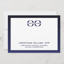 Corporate Logo Navy White 5x7 Note Card