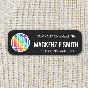 Corporate Logo Professional Employee Basic Black Name Tag