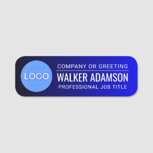 Corporate Logo Professional Employee Blue  Name Tag