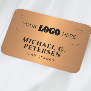 Corporate logo professional employee faux copper name tag