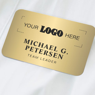 Corporate logo professional employee faux gold name tag