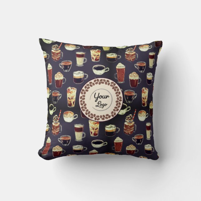 Corporate Logo Staff Lounge Coffee Fall  Throw Pillow (Front)