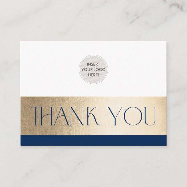 CORPORATE LOGO thank you business navy gold Business Card (Front)
