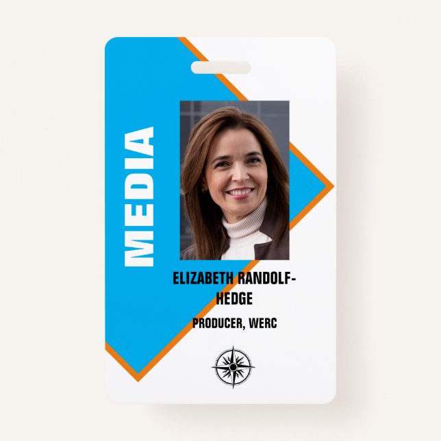 CORPORATE MEDIA PHOTO I.D. EVENT PRESS PASS BADGE (Front)