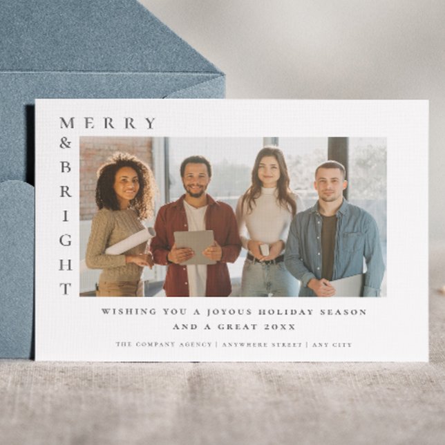 Corporate Merry & Bright Christmas Modern Photo  Postcard (Creator Uploaded)