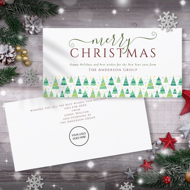 Corporate Merry Christmas Trees Business Logo Holiday Card (Corporate Merry Christmas Trees Business Logo Holiday Card)