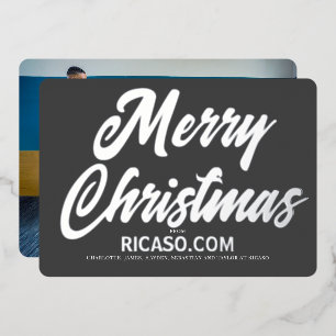 Corporate Merry Christmas Typography Photo Foil Holiday Card