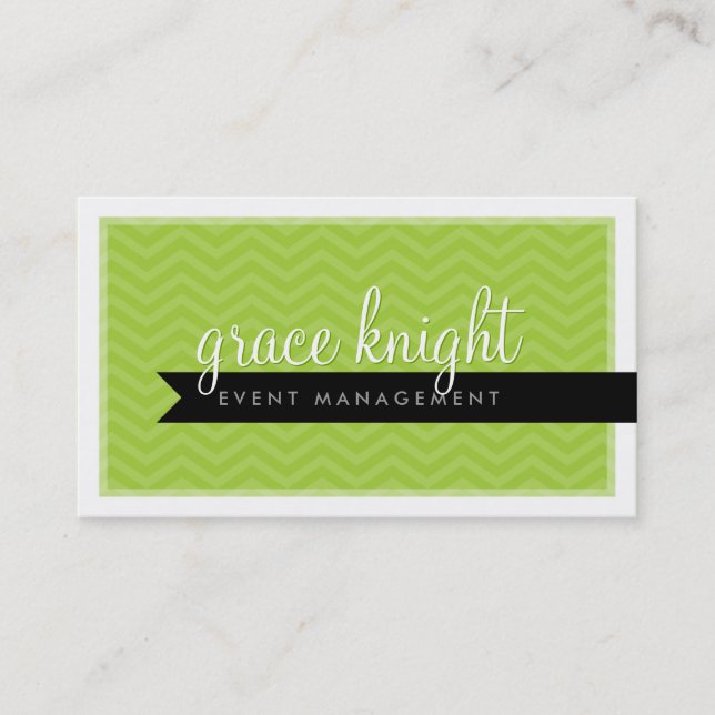 CORPORATE modern simple chevron bright lime green Business Card (Front)