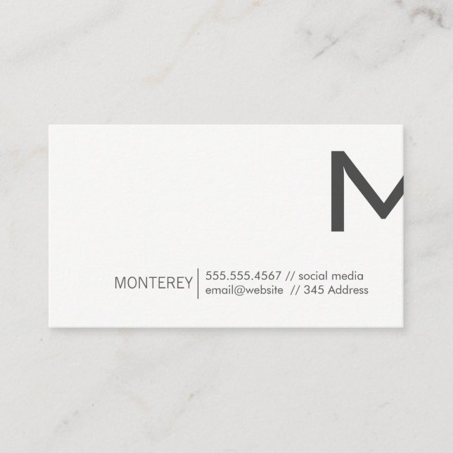 Corporate | Monogram Split (Dark Grey) Business Card (Front)