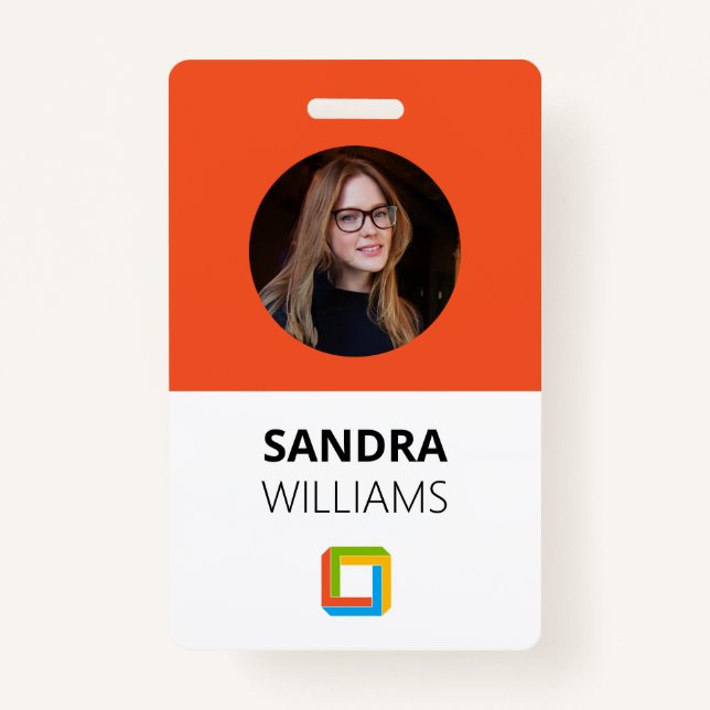 Corporate Orange Custom Employee ID Badge (Front)