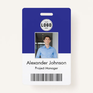 Corporate photo id name tags barcode qr code badge