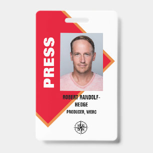 CORPORATE PRESS MEDIA I.D. EVENT PASS BADGE