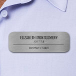 Corporate Professional Employee Faux Silver Name Tag<br><div class="desc">Crate a custom name tag for yourself and employees for any occasion. Available with pin or magnetic backing,  this design features a faux metallic foil background and your name,  job title and company name or any info you wish to include. Also available in gold.</div>