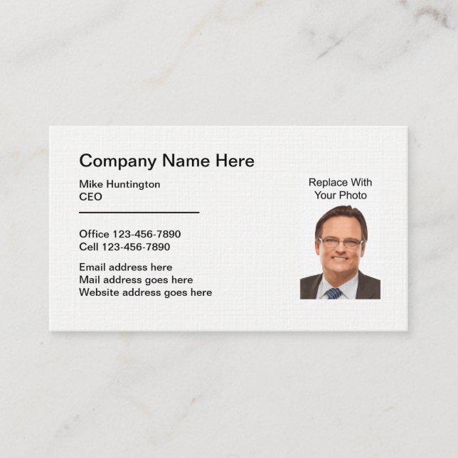 Corporate Professional Photo Template Business Card (Front)
