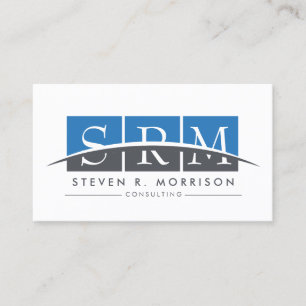 Corporate Professional Stylized Monogram Blue/Grey Business Card