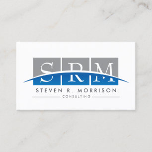 Corporate Professional Stylized Monogram Grey/Blue Business Card