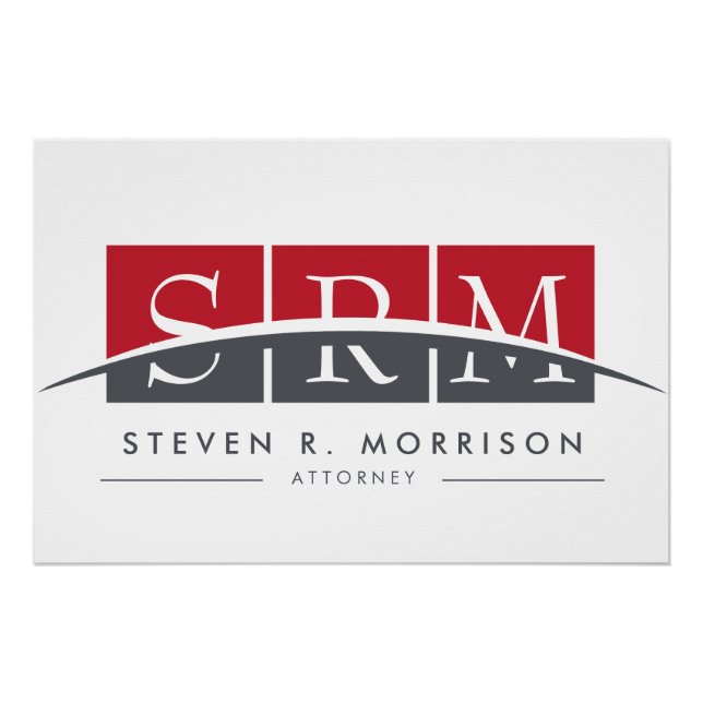 Corporate Professional Stylized Monogram Red/Grey  Poster (Front)