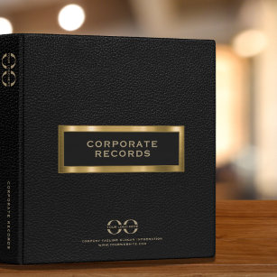 Corporate Record Book Binder Black Leather