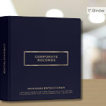 Corporate Record Book Binder Blue and Gold<br><div class="desc">Corporate Record Book Binder designed for storing corporate documents and records. Ideal for corporate records,  documents,  financials,  bookkeeping,  creating corporate compliance kits,  creating a corporate record book for LLC,  S Corp and more. Designed with classic typography,  you can customize by changing the text using the fields provided.</div>