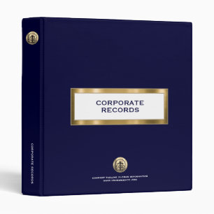 Corporate Record Book Navy Blue and Gold Binder
