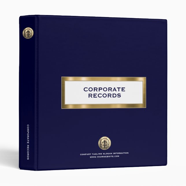 Corporate Record Book Navy Blue and Gold Binder (Front/Spine)
