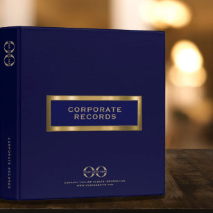 Corporate Record Book Navy Blue Gold Binder