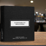 Corporate Records Custom Name Binder<br><div class="desc">Customize your Corporate Records Binder with your own business name, and edit or delete the title on both the front, back and spine to your liking. The professional faux black leather print background exudes a sophisticated look. This binder is perfect for keeping your business or organization's important documents such as...</div>