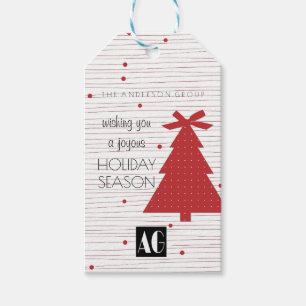 Corporate Red Happy Holiday Season Christmas Gift Tags
