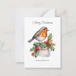 Corporate Red Robin Holly Christmas Flat Note Card