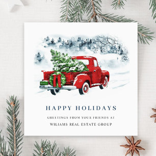 Corporate Retro Vintage Red Farm Truck Christmas Holiday Card