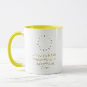 Corporate Round Logo Promotional Yellow Combo Mug