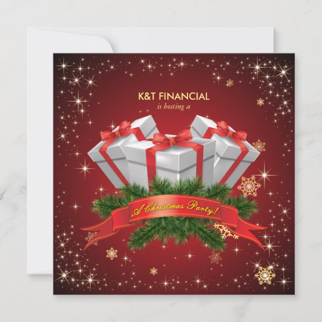 Corporate Secret Santa Christmas Dinner Party Invitation (Front)