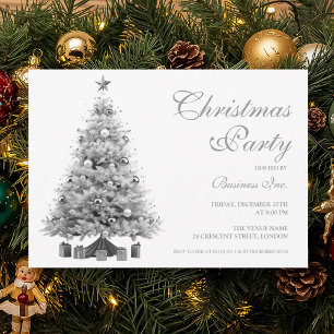 Corporate Silver Christmas Tree Holiday Party Invitation