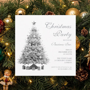 Corporate Silver Christmas Tree Holiday Party Invitation