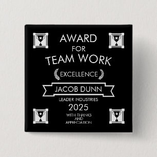 Corporate Staff Team Work Award 2 Inch Square Button