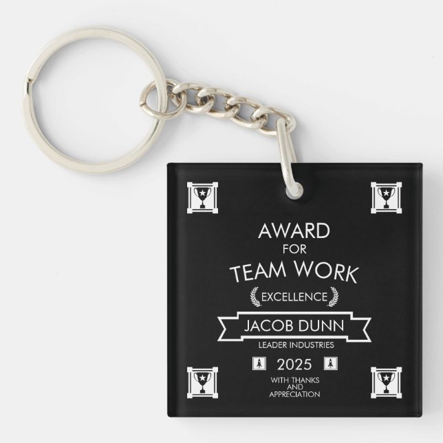 Corporate Staff Team Work Award Keychain (Front)
