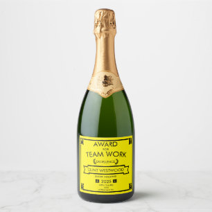 Corporate Staff Team Work Award Sparkling Wine Label