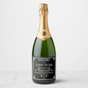 Corporate Staff Team Work Award Sparkling Wine Label