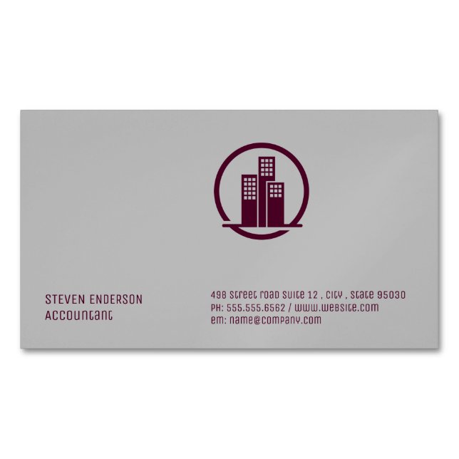 Corporate Style | Building Icon Magnetic Business Card (Front)