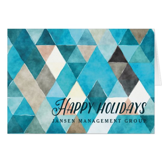 Corporate Style Geometric Watercolor Blue Card