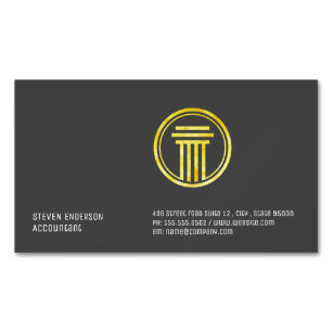 Corporate Style   Gold Pillar Icon Magnetic Business Card