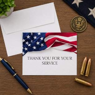 Corporate THANK YOU Veterans American Flag Cards