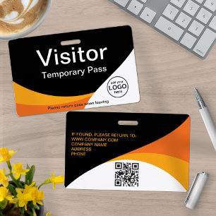 Corporate Visitor Custom QR Code Yellow Orange Badge