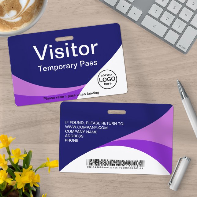 Corporate Visitor Pass Custom Barcode Purple Badge (Creator Uploaded)