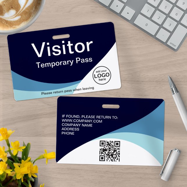 Corporate Visitor Pass Custom QR Code Blue Badge (Creator Uploaded)